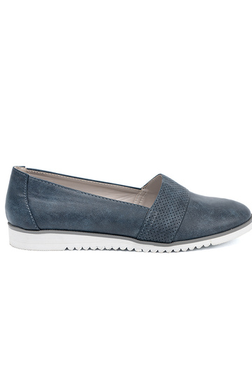 bleu foncé mocassins sur une semelle blanche 2