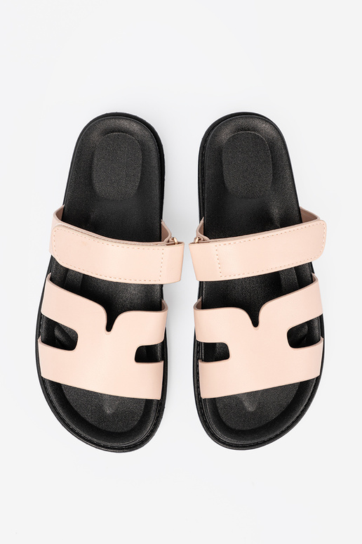 beige Chaussons avec des sangles Velcro