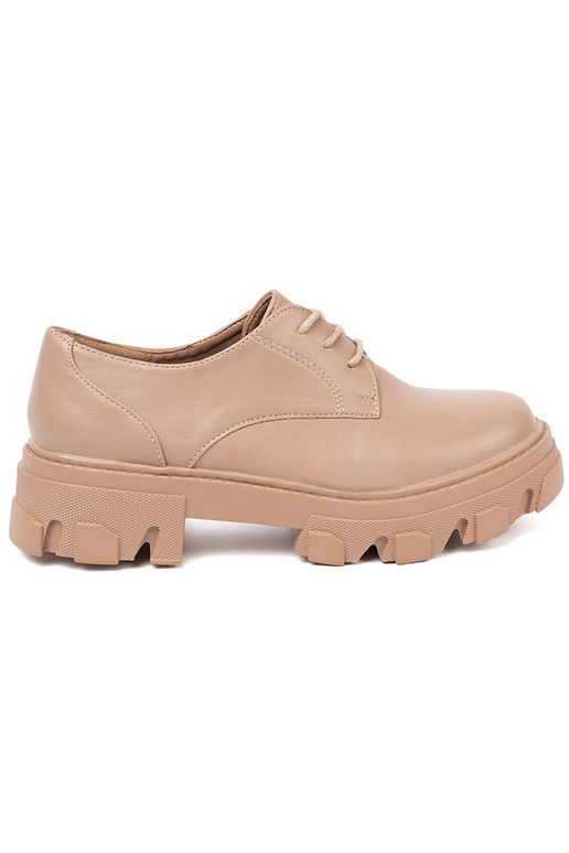 beige attaché demi-chaussures avec une plateforme
