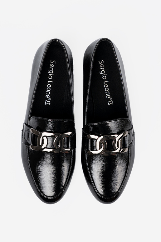 avec effet vernis mocassins avec boucle décorative Sergio Leone avec effet vernis mocassins avec boucle décorative Sergio Leone