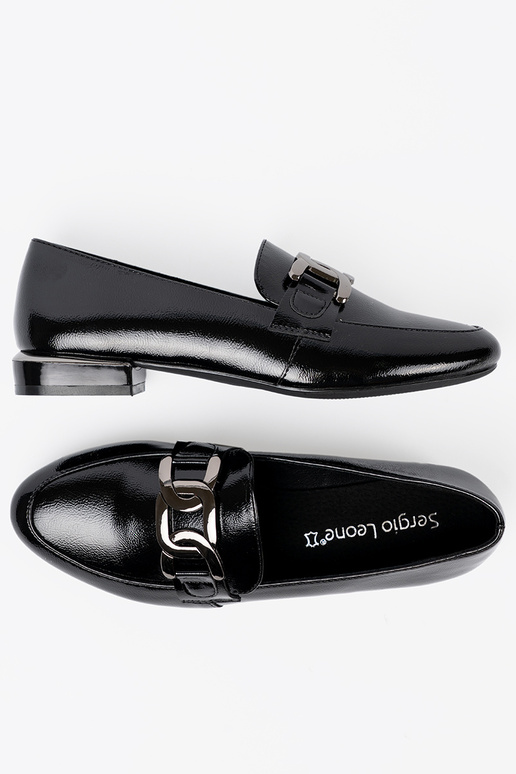 avec effet vernis mocassins avec boucle décorative Sergio Leone avec effet vernis mocassins avec boucle décorative Sergio Leone