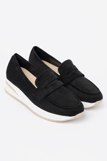 couleur noire Mocassins à plateforme en daim