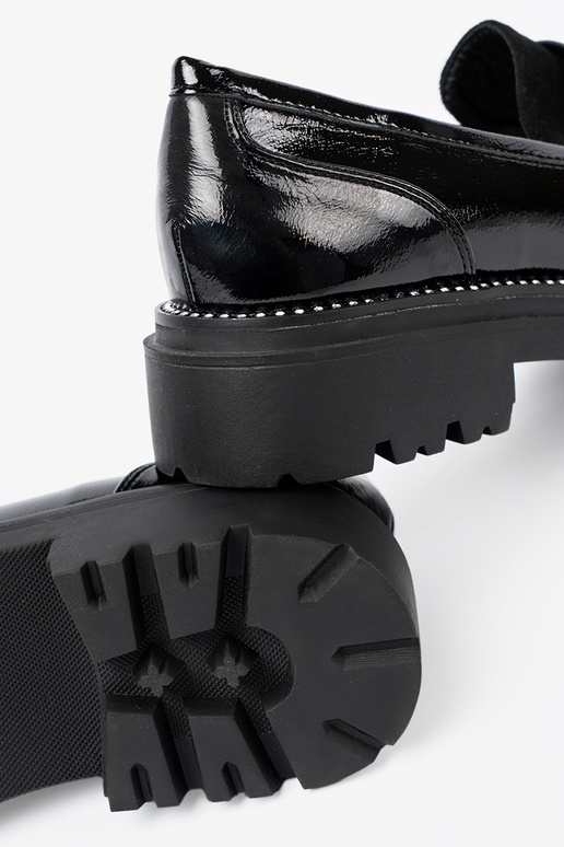 avec effet vernis mocassins avec des rivets