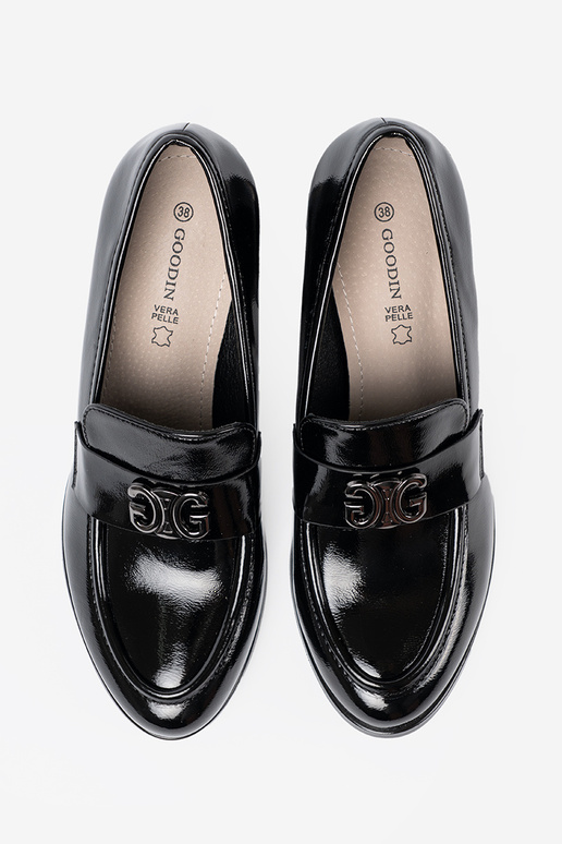 avec effet vernis demi-chaussures ze argentm zdobieniem