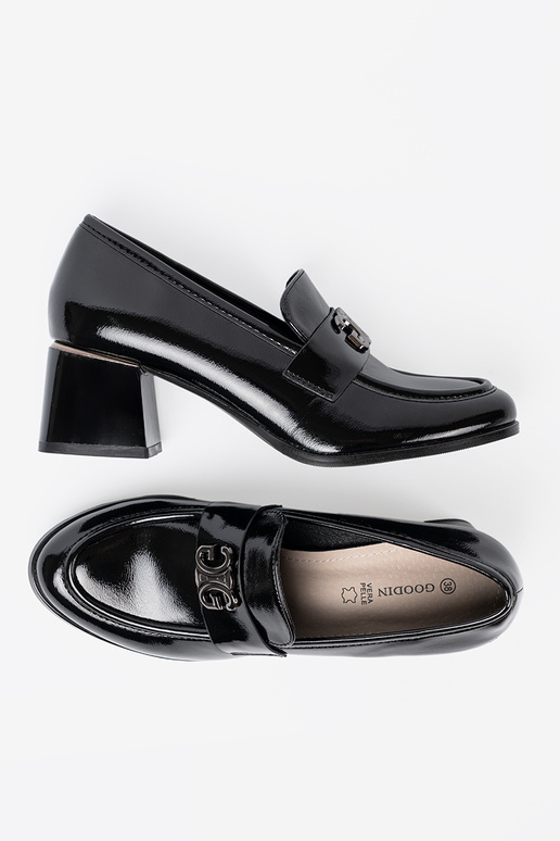 avec effet vernis demi-chaussures ze argentm zdobieniem