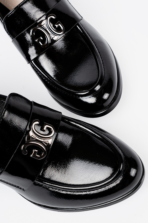 avec effet vernis demi-chaussures ze argentm zdobieniem