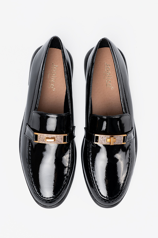 Style élégant laqué mocassins z złotą ozdobą Style élégant laqué mocassins z złotą ozdobą