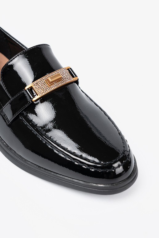 Style élégant laqué mocassins z złotą ozdobą Style élégant laqué mocassins z złotą ozdobą