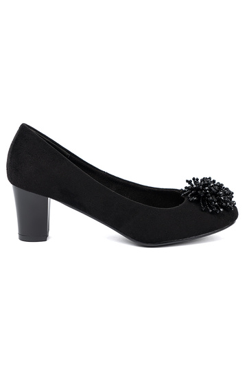 couleur noire talons hauts z ozdobną broszką z koralikóÀ 2