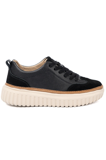 couleur noire Chaussures modèle baskets peau na beigej platformie Sergio Leone 2