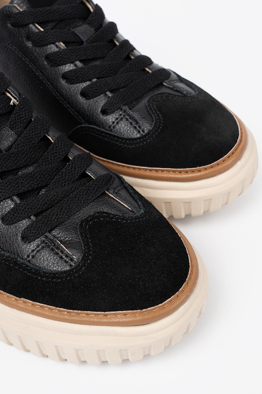 couleur noire Chaussures modèle baskets peau na beigej platformie Sergio Leone