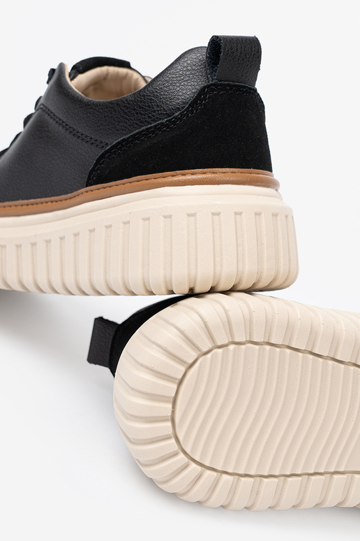 couleur noire Chaussures modèle baskets peau na beigej platformie Sergio Leone