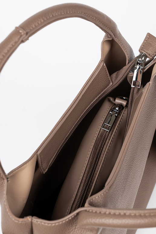 Élégant sombrebeige Sac à main z kosmetyczką À środku