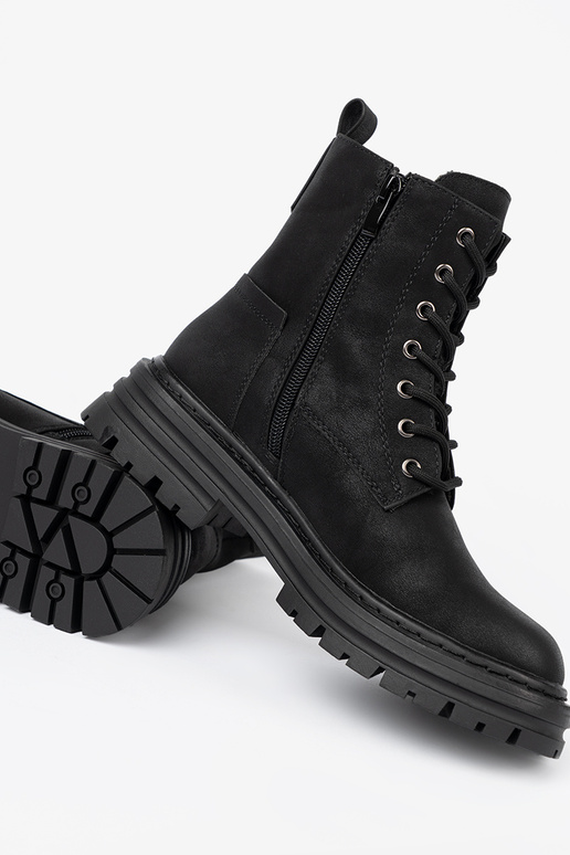 couleur noire Chaussures de femmee z lacetsm i bieżnikiem Sergio Leone