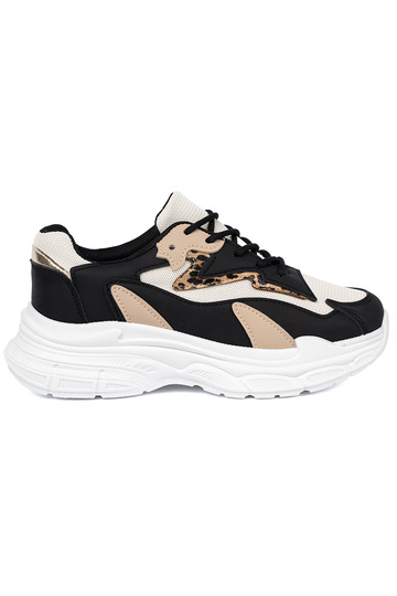 Noir et-beige Chaussures modèle baskets avec une plateforme massive 2