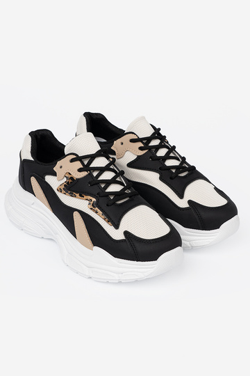 Noir et-beige Chaussures modèle baskets avec une plateforme massive