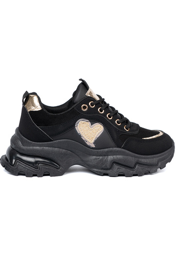 couleur noire Chaussures modèle baskets z ozdobnym dorém cœurm 2