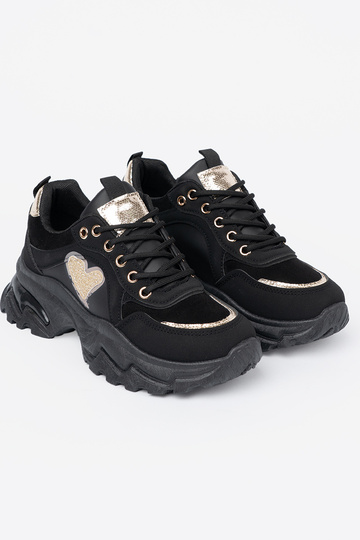 couleur noire Chaussures modèle baskets z ozdobnym dorém cœurm