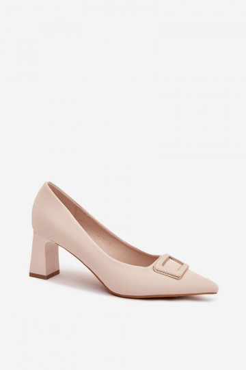 Chaussures avec des talons décorer avec boucles beige Seriva 2