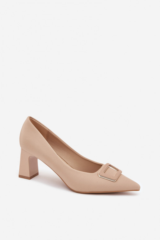 Chaussures avec des talons décorer avec boucles Nude Seriva Chaussures avec des talons décorer avec boucles Nude Seriva