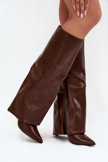 Bottes longues isolées à talons fins et chocolat « Tamonia »