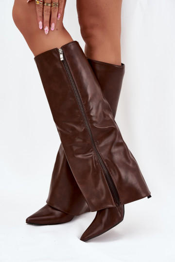 Bottes longues isolées à talons fins et chocolat « Tamonia » 2
