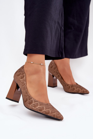 Chaussures à talons hauts Avec des décorations Tłoczeniem Vinceza 62254 marron