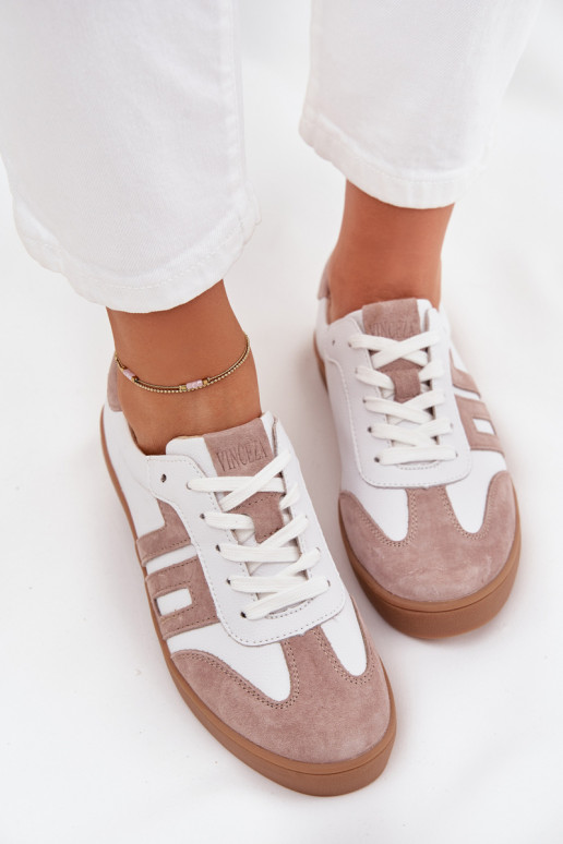 Peau Chaussures modèle baskets Féminin Vinceza 79557 Blanc-beige