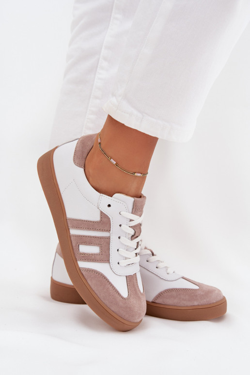 Peau Chaussures modèle baskets Féminin Vinceza 79557 Blanc-beige