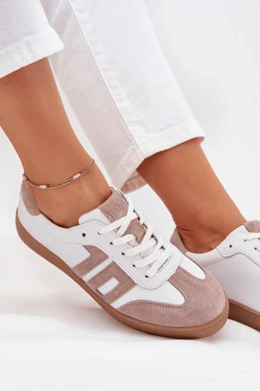 Peau Chaussures modèle baskets Féminin Vinceza 79557 Blanc-beige