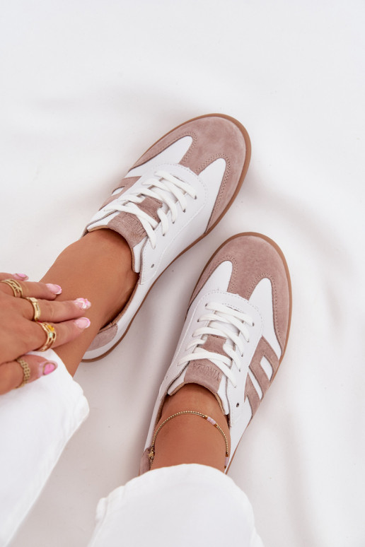 Peau Chaussures modèle baskets Féminin Vinceza 79557 Blanc-beige