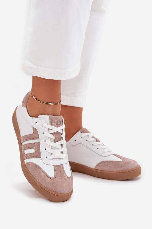 Peau Chaussures modèle baskets Féminin Vinceza 79557 Blanc-beige