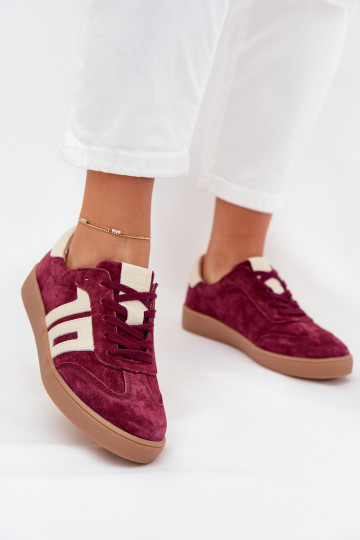 Chaussures de sport en daim pour femmes « Vinceza 79557 » couleur bordeaux