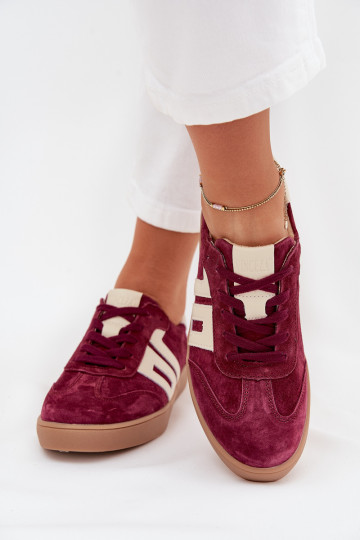 Chaussures de sport en daim pour femmes « Vinceza 79557 » couleur bordeaux 2