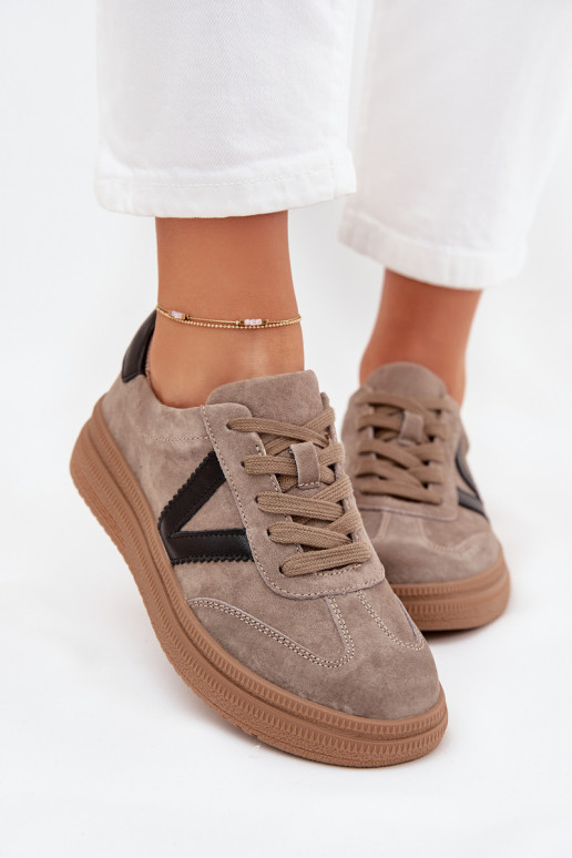 en daim Chaussures modèle baskets Féminin avec une plateforme Vinceza 79562 beige