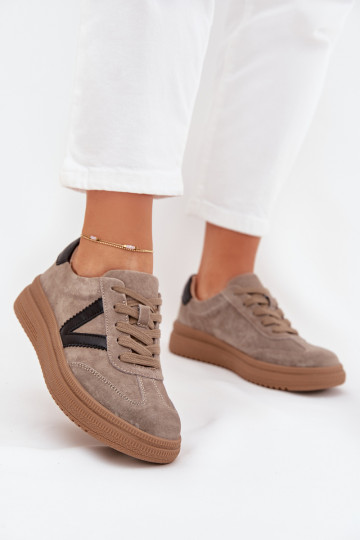 en daim Chaussures modèle baskets Féminin avec une plateforme Vinceza 79562 beige 2