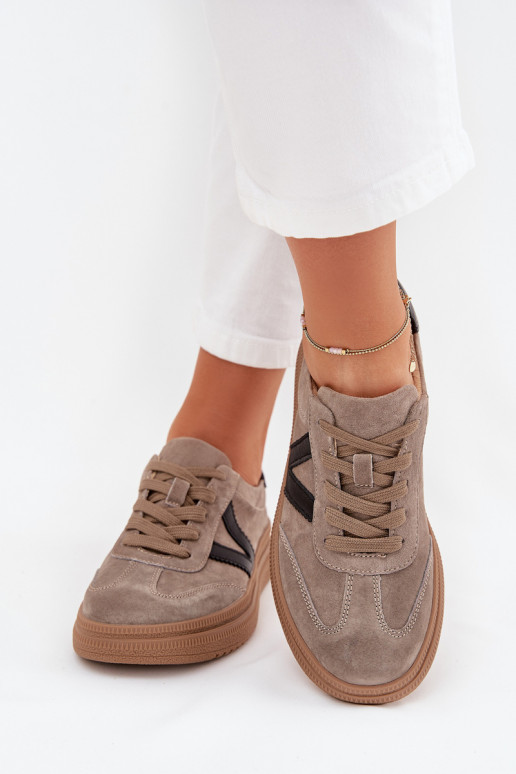 en daim Chaussures modèle baskets Féminin avec une plateforme Vinceza 79562 beige
