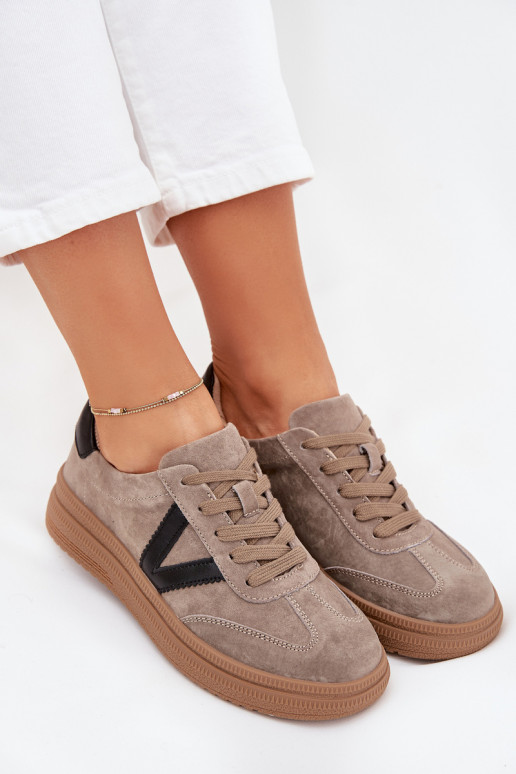 en daim Chaussures modèle baskets Féminin avec une plateforme Vinceza 79562 beige