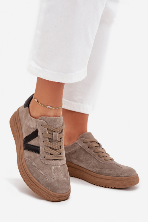 en daim Chaussures modèle baskets Féminin avec une plateforme Vinceza 79562 beige