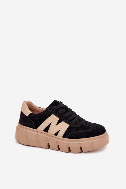 en daim Féminin Chaussures modèle baskets avec une plateforme Vinceza 79561 couleur noire