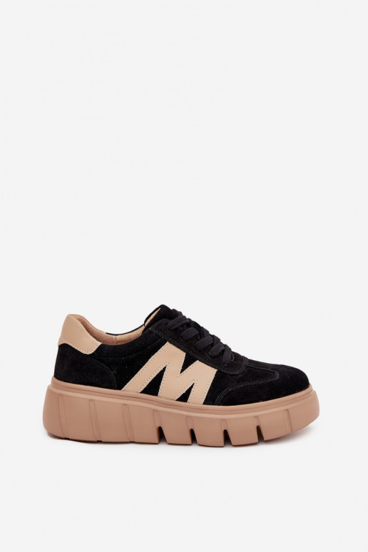 en daim Féminin Chaussures modèle baskets avec une plateforme Vinceza 79561 couleur noire