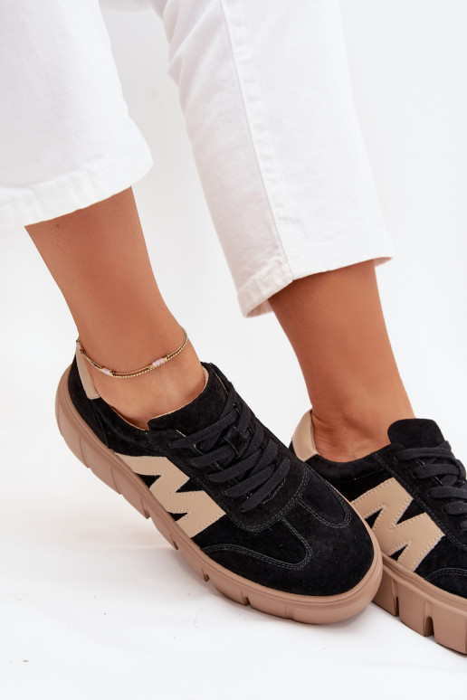 en daim Féminin Chaussures modèle baskets avec une plateforme Vinceza 79561 couleur noire