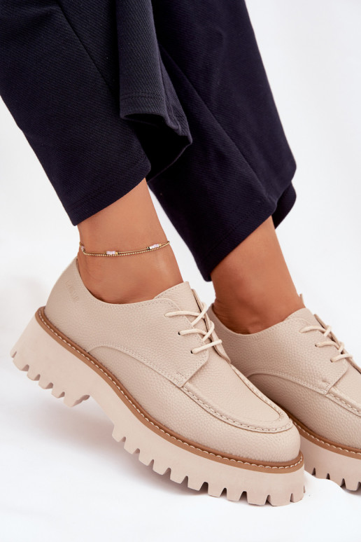 chaussures mocassins pour femmes Avec une dentelle Big Star NN274053 beige