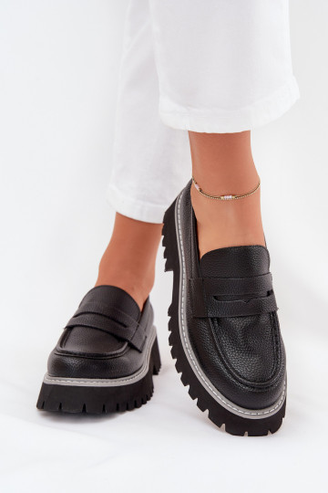 Mocassins pour femmes avec plateforme et talon plat « Big Star NN274049 » couleur noire