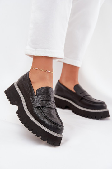 Mocassins pour femmes avec plateforme et talon plat « Big Star NN274049 » couleur noire 2