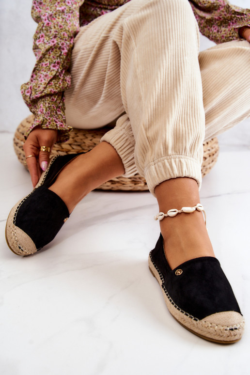 Féminin Espadrilles en daim couleur noire Joaquin