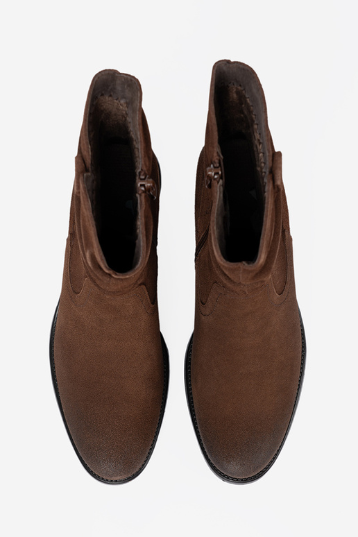 marron peau chaussures avec un haut à volants Sergio Leone