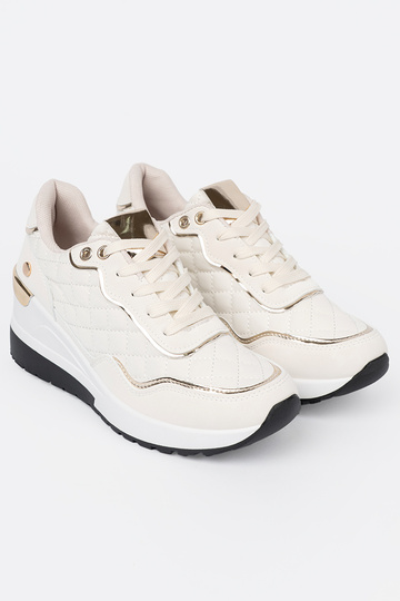 beige Chaussures modèle baskets z połyskującymi dorémi akcentami