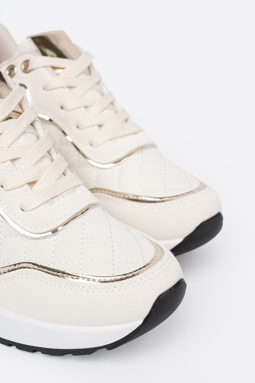 beige Chaussures modèle baskets z połyskującymi dorémi akcentami