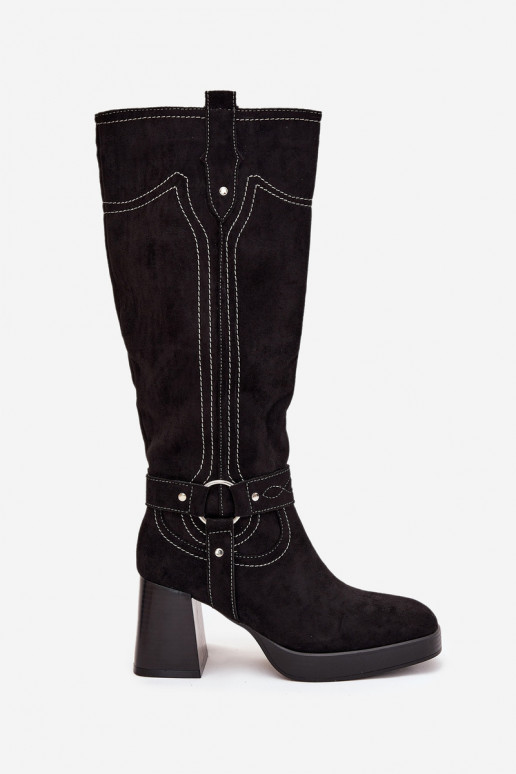 réchauffer bottes pour femmes avec des talonsPrzeszyciami couleur noire Alessara